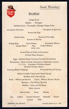 CANADIAN PACIFIC LINE Steamer EMPRESS OF FRANCE 1950 Breakfast Menu picture