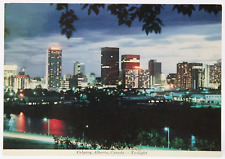 VTG Postcard Calgary Alberta Canada Twilight Skyline  picture