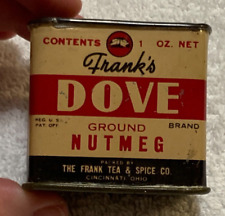 Vintage Frank's Dove Ground Nutmeg Spice Tin as seen picture