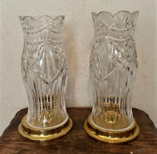 Pair WATERFORD Crystal Thomas Jefferson American Heritage Hurricane Candle Lamps picture
