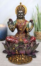 Ebros Beautiful Hindu Goddess Lakshmi Seated On Lotus Flower Statue 6.25