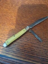 USA CAMILLUS New York Model 22 Yellow Handle Two Blade Folding Pocket Knife picture
