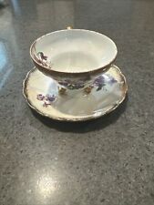 Vintage Royal Sealy Violets Footed Tea Cup and Saucer With Gilt Trim L-921 picture