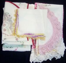 Mixed Lot of 12 Vintage Embroidered Dresser Scarves/Table Runners/Doilies & More picture