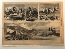 1867 Harpers Antique Print Scenes At The Races In Saratoga NY #111822 picture