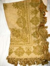 19th C. FRENCH VICTORIAN PIANO SCARF SHAWL SATIN WOVEN MATELASSE KNOTTED FRINGE picture