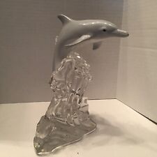 Lenox Porcelain Dolphin on Crystal Wave 1995 EUC picture