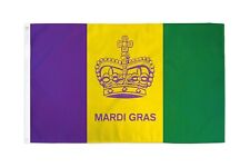 MARDI GRAS FLAG - 3' X 5'  - KINGS CROWN BANNER  picture