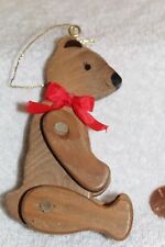 Vintage wood Christmas ornament Bear with articulated (moving) legs picture