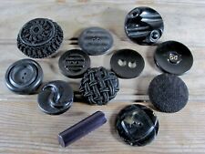 ATQ & VTG Lot of 12 large chunky coat buttons carved bakelite crochet wood &more picture