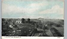 BEARDSTOWN ILLINOIS CB&Q TRAIN YARDS c1910 postcard il railroad depot station picture