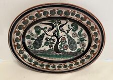 Vintage Jose Bernabe Tonaca Mexico Art Pottery Plate Red Clay Bird picture