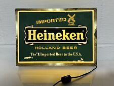 Vintage Imported Heineken Beer Lighted Sign 11.5”x8.25” Gold Trim (Working) picture