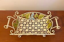 Mid Century Modern - MCM - White Metal Tray with Flowers picture