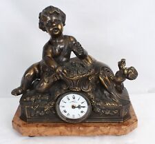 Lancini Italian Bronze And Marble Cherub Mantle Clock picture