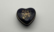 Limoges France Porcelain CASTEL Cobalt Blue & Gold Floral Heart Trinket Box picture