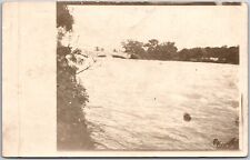 1908 River Bridge Trees Real Photo RPPC Posted Postcard picture