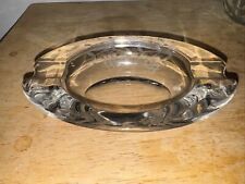 VTG Retro 7” Clear Oval Cigar, Cigarette Ashtray w/ Etched Sides picture