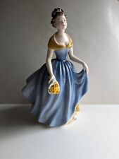 Royal Doulton 8” Lady Figurine HN 2271 Melanie Blue Dress Flower Bouquet picture