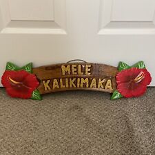 Mele Kalikimaka Hibiscus Flower Painted Wood Hawaiian Christmas Sign picture