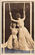 RPPC  Women in White Dresses on Swing 