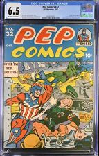 Pep Comics #32 CGC FN+ 6.5 Nazi Bondage Cover 1st MLJ Emblem Archie 1942 picture