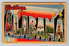 AL-Alabama, Scenic Banner Greetings, Antique, Vintage Souvenir Postcard picture
