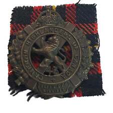 WW1 CEF 43rd Battalion Cap Badge on Tartan picture
