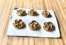 Vintage Circa 1950s Coat Set. 6 Bright Gold CHUNKY METAL Buttons.  13/16