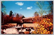 Thetford Center Vermont Covered Bridge Scenic Landmark Chrome Postcard picture