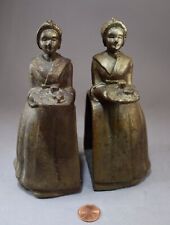 ANTIQUE BAKER'S CHOCOLATE COMPANY LADY TRAY CAST IRON STATUE SCULPTURE BOOKENDS picture