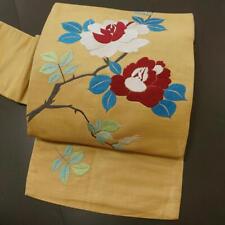 Japanese Antique All Embroidery Flower Branch Pure Silk 9 Nagoya Obi K605 picture
