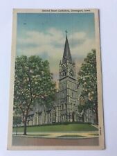 Postcard IA Davenport Sacred Heart Cathedral Street Corner View c1930's picture