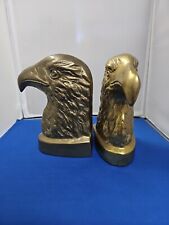 VTG Brass Bald Eagle Bird Heads Lot 2 Bookends Korea Federal Style Classic Decor picture