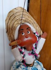 Vtg. Marionette String Puppet Mexican/Jamaican Woman Sombrero Rolling pen RARE  picture