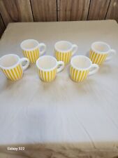 Vintage Hazel Atlas Yellow Candy Striped Set of 6 Cups/Mugs picture