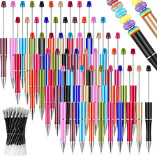 50 Pieces Plastic Beadable Pen Bulk Bead Ballpoint Pen Shaft Black Ink Beaded 50 picture