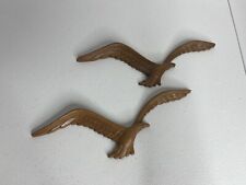 Vintage HOMCO Syroco Plastic Seagulls Faux Wood Wall Art Flying Birds Set Of 2 picture