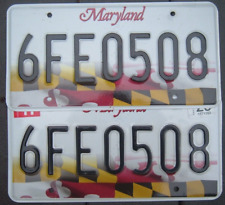 MARYLAND  Pair checkered state flag  Licenses Plates   6 FE 0508 picture