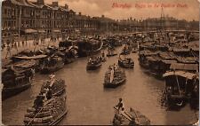 Postcard~Shanghai China~Traffic on the Soochow Creek~Chinese Junks~c1920~Unused picture