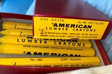 Antique AMERICAN Crayon Co. Lumber Crayons • Soft Yellow #450 Hexagonal Pre Zip picture
