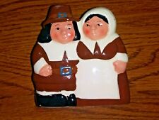 Vintage Publix Pilgrim Pair Napkin Holder Thanksgiving Holiday 2002 Edition picture
