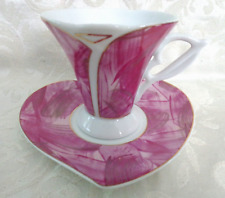 Casati Fine Porcelain Demitasse Deep Rose & White Teacup & Saucer - Germany picture