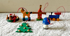 Lot of 6 Vintage Scandinavian Christmas Wooden Wood Ornaments picture