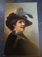 vtg postcard Rembrandt as officer Misch painting art unposted picture