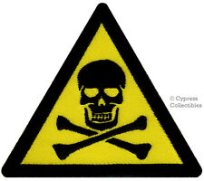 POISON SKULL DANGER WARNING PATCH embroidered iron-on applique YELLOW SIGN new picture