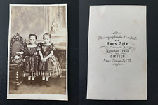 Vintage Albumen Print CDV Little Sisters in Giessen. Album Print picture