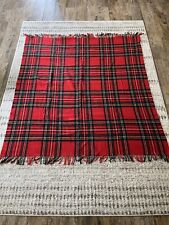 Vintage All Wool Blanket Highland Home Industries Red/Black Green Blue Scotland picture