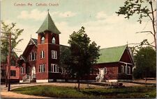 Historic Catholic Church Streetview Camden Maine Religion DB Postcard picture