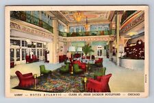 Chicago IL-Illinois, Lobby, Hotel Atlantic, Advertisement, Vintage Postcard picture